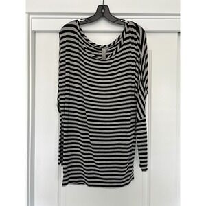 Staring at Stars Black Gray Striped Batwing Sleeve Tunic Top Women's Medium